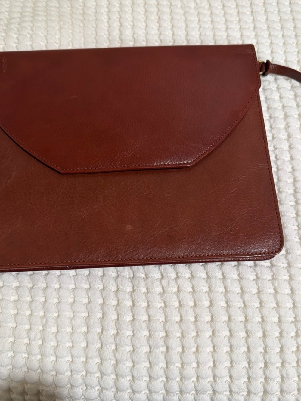 Brown Leather Envelope Clutch Bag